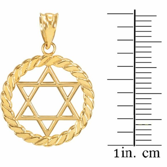 10K Gold Gold Jewish Star of David Circle Pendant - Picture 4 of 7